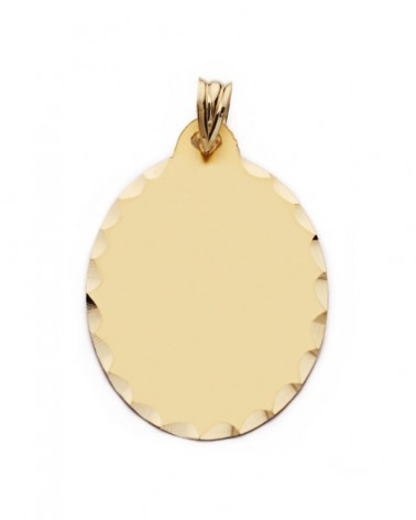 Chapa oro 9k oval tallada 34x23mm
