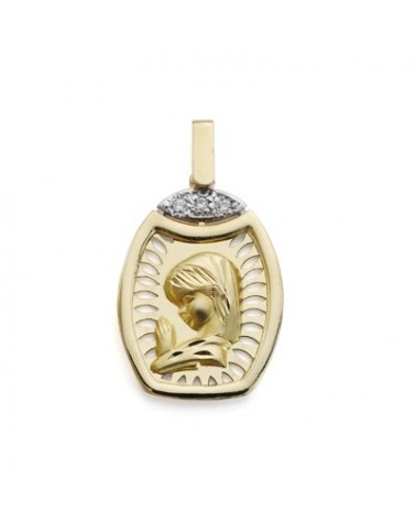 Medalla oro 9k Virgen niña oval 24x16mm