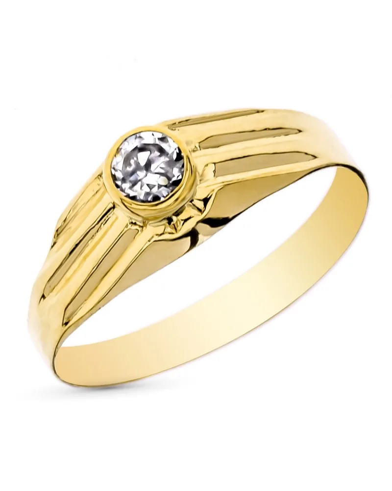 Anillo solitario oro 9k amarillo circonita bebé