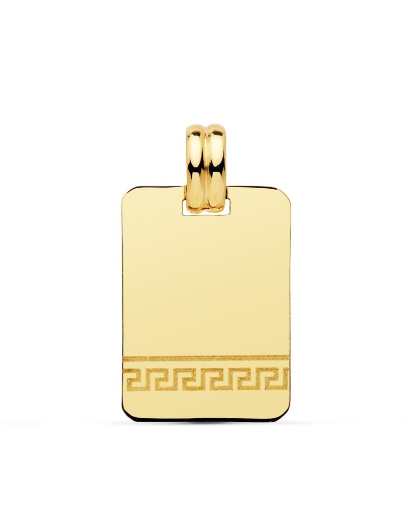 Chapa oro 9k amarillo greca pergamino 20x14mm