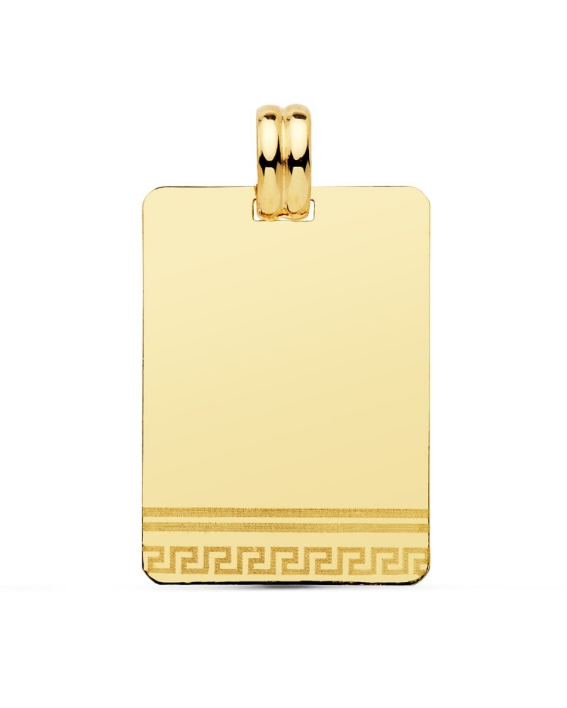 Chapa oro 9k greca pergamino 28x20mm