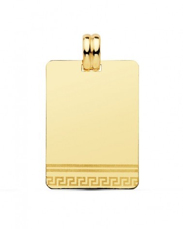 Chapa oro 9k greca pergamino 28x20mm
