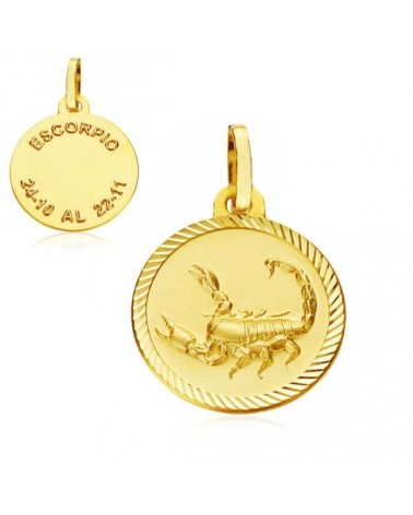 Colgante oro 9k horóscopo Escorpio disco 16mm