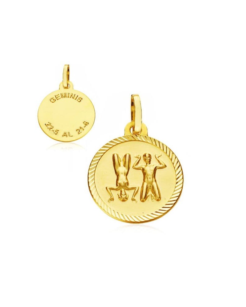 Medalla oro 9k Géminis horóscopo disco 16mm