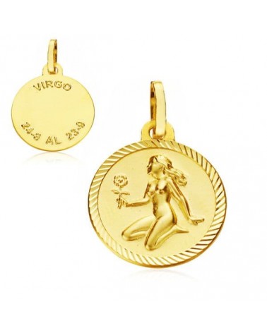 Colgante horóscopo Virgo oro 9k disco 16mm