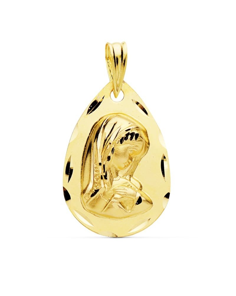 Medalla oro 9k Virgen niña acabado brillo 21x14 mm