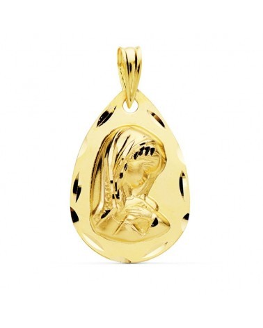 Medalla oro 9k Virgen niña acabado brillo 21x14 mm