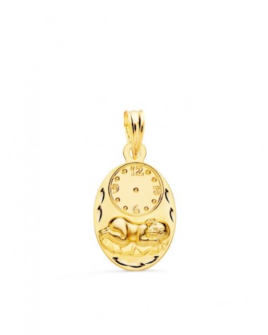 Medalla oro 9k Niño de la Hora reloj tallada 19x12mm