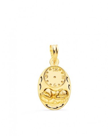 Medalla oro 9k Niño de la Hora reloj tallada 19x12mm