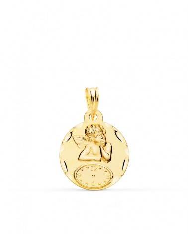 Medalla oro 9k amarillo ángel burlón con reloj 15mm