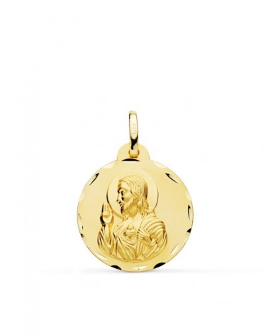 Medalla oro 9k amarillo Corazón de Jesús 20mm