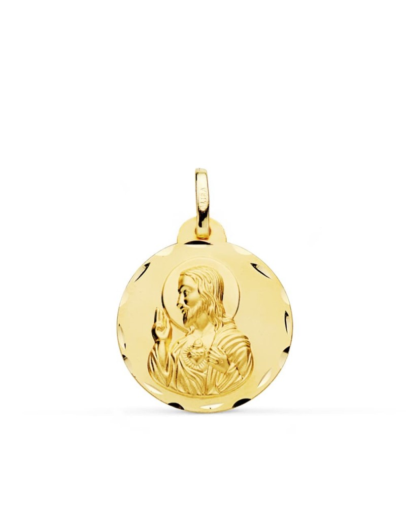 Medalla oro 9k amarillo Corazón de Jesús 20mm