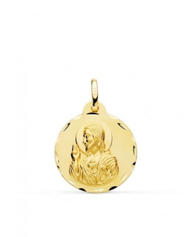 Medalla oro 9k amarillo Corazón de Jesús 20mm
