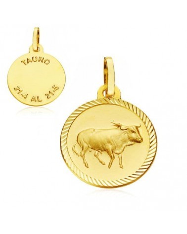 Medalla horóscopo Tauro oro 9k disco 20mm