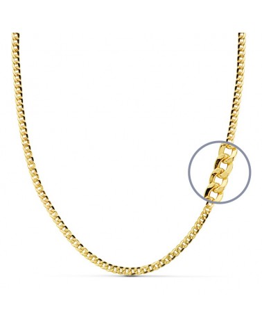 Cadena oro 9k amarillo hueca barbada 60 cm