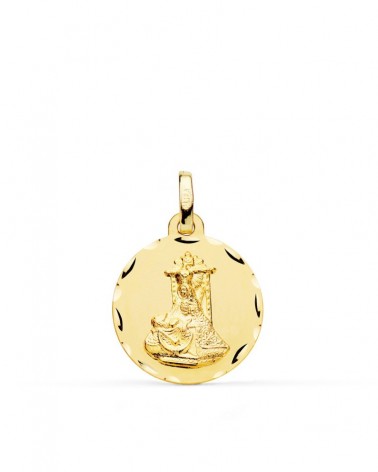 Medalla oro 9k Virgen de las Angustias tallada 18mm