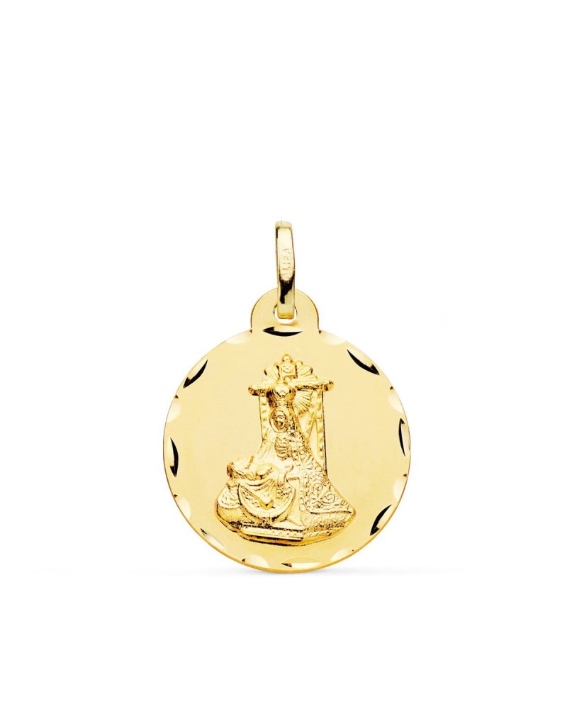 Medalla oro 9k Virgen de las Angustias tallada 20mm