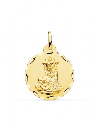 Medalla oro 9k Virgen de las Angustias tallada 24mm