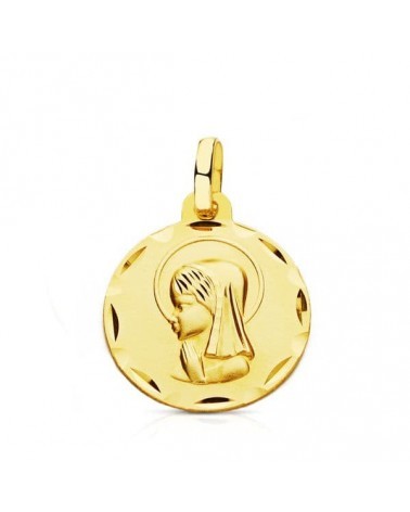 Medalla oro 9k Virgen niña tallada 16mm