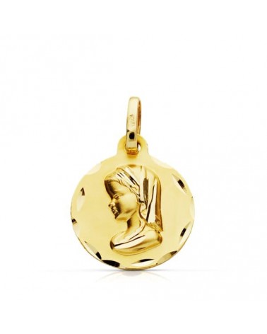 Medalla Virgen oro 9k amarillo grabada 18 mm
