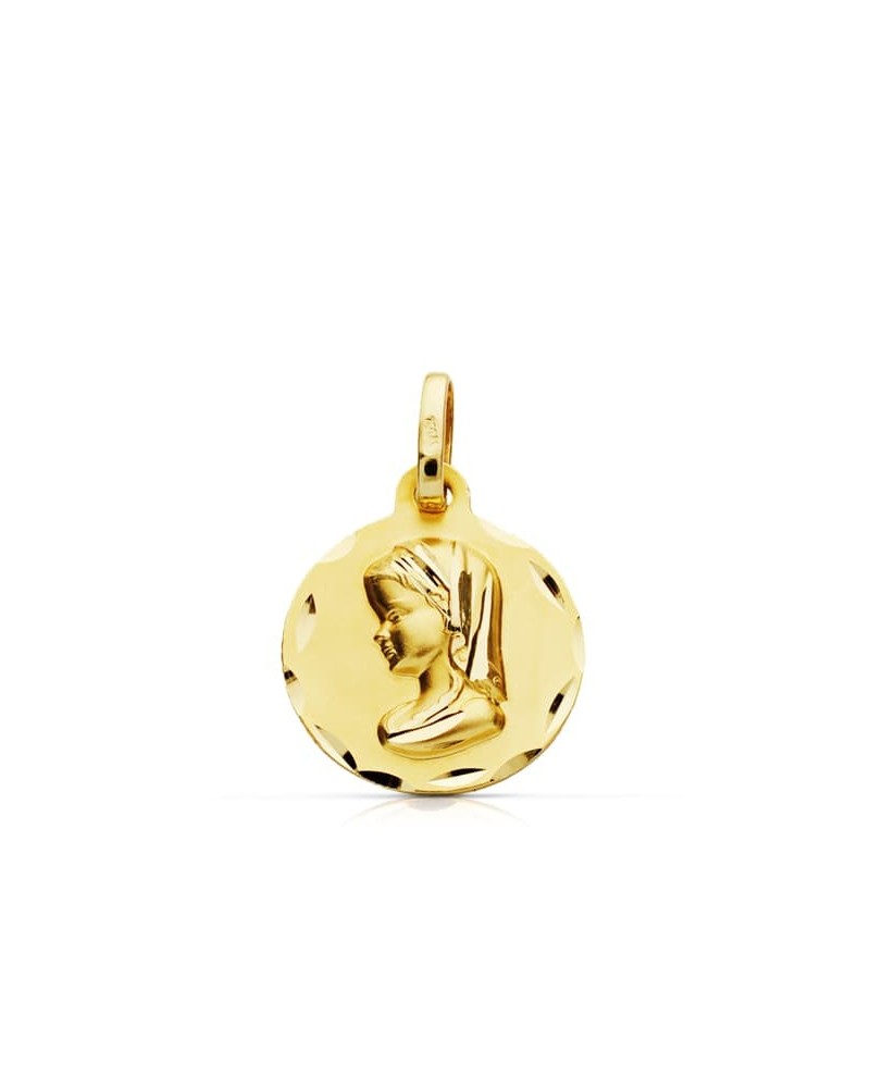 Medalla Virgen oro 9k amarillo grabada 18 mm