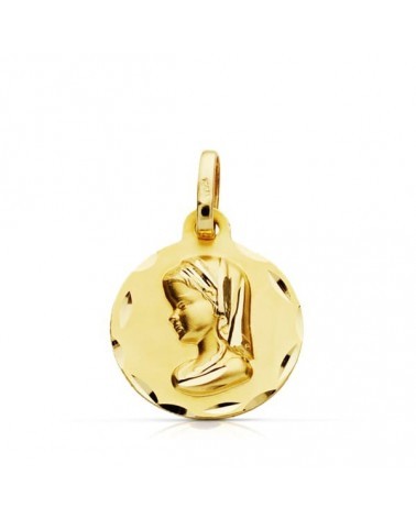 Medalla Virgen oro 9k amarillo grabada 18 mm