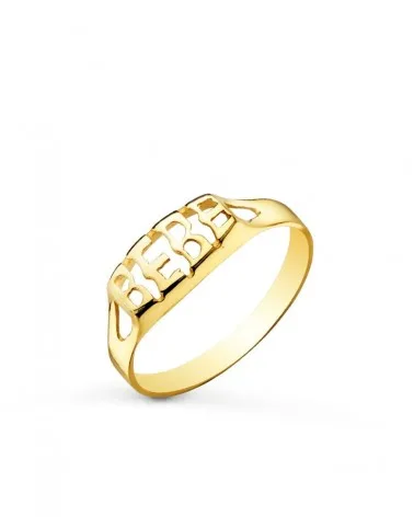 Sello oro 9k amarillo palabra BEBÉ calada 4mm