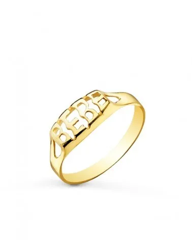 Sello oro 9k amarillo palabra BEBÉ calada 4mm