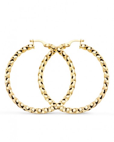 Aros oro 9k amarillo tallado diamante 36mm
