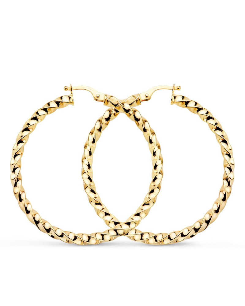 Aros oro 9k amarillo tallado diamante 36mm