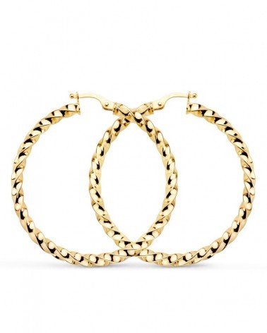 Aros oro 9k amarillo tallado diamante 36mm