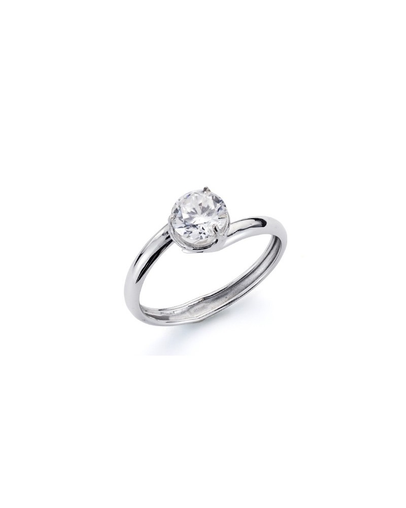 Solitario oro 9k blanco circonita 5mm