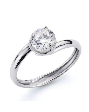 Solitario oro 9k blanco circonita 5mm