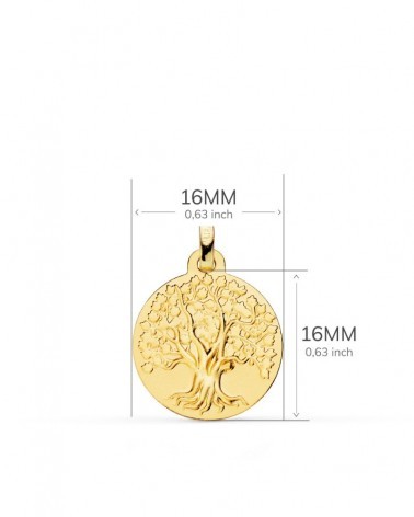 Medalla oro 9k árbol de la vida 16mm