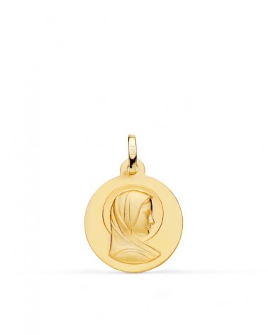 Medalla oro 9k Virgen María francesa perfil 16mm