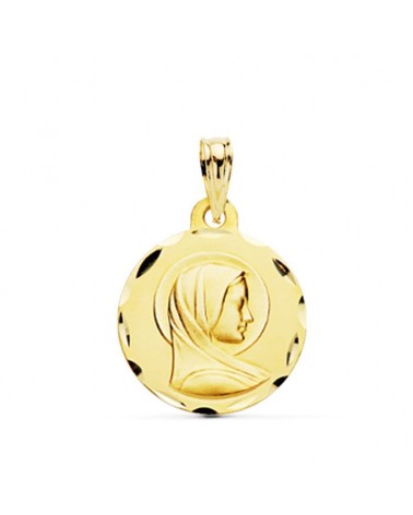 Medalla oro 9k amarillo Virgen María francesa 16 mm