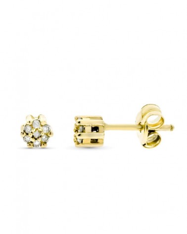 Pendientes oro 9k diamantes roseta cierre dormilón