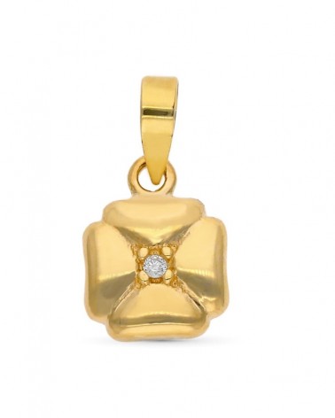 Colgante oro 9k amarillo trébol diamante 8x8 mm