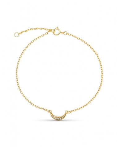 Pulsera oro 9k cadena luna circonitas 16cm