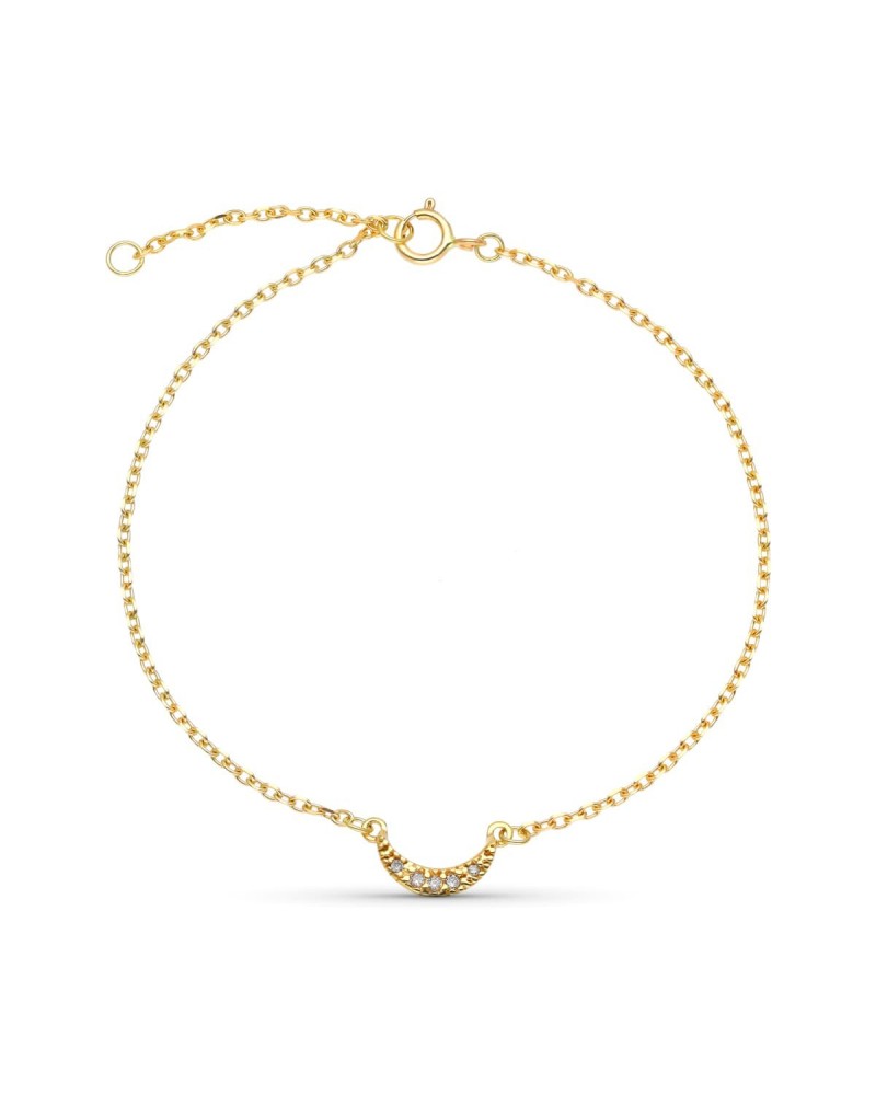 Pulsera oro 9k cadena luna circonitas 16cm