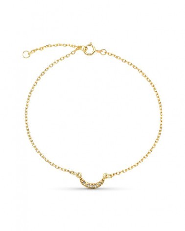 Pulsera oro 9k cadena luna circonitas 16cm