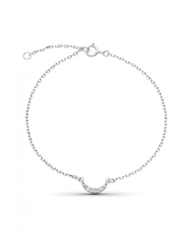 Pulsera oro 9k blanco luna diamantes 18cm