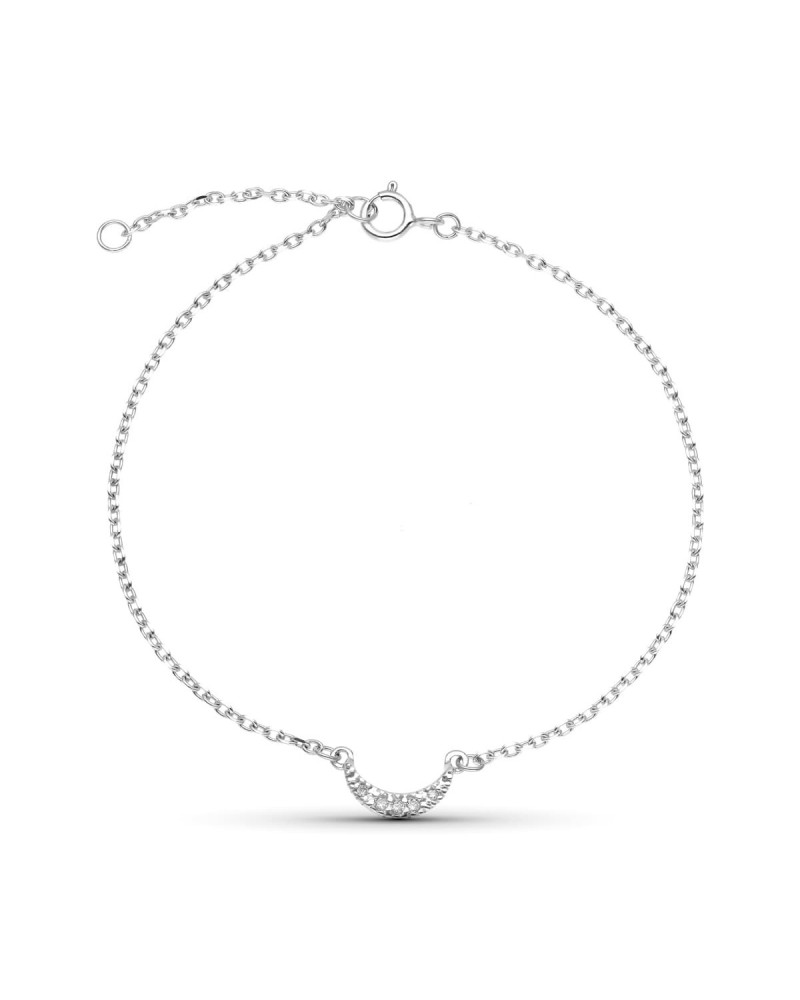 Pulsera oro 9k blanco luna diamantes 18cm
