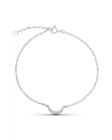 Pulsera oro 9k blanco luna diamantes 18cm