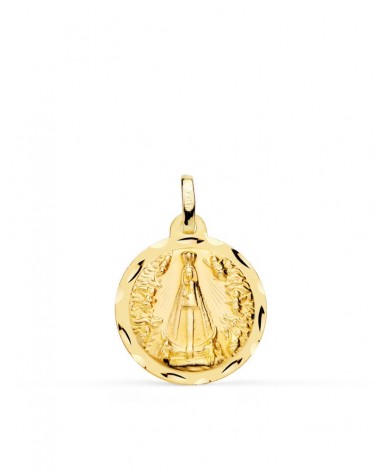 Medalla oro 9k Virgen Nuestra Señora de Begoña tallada 18mm