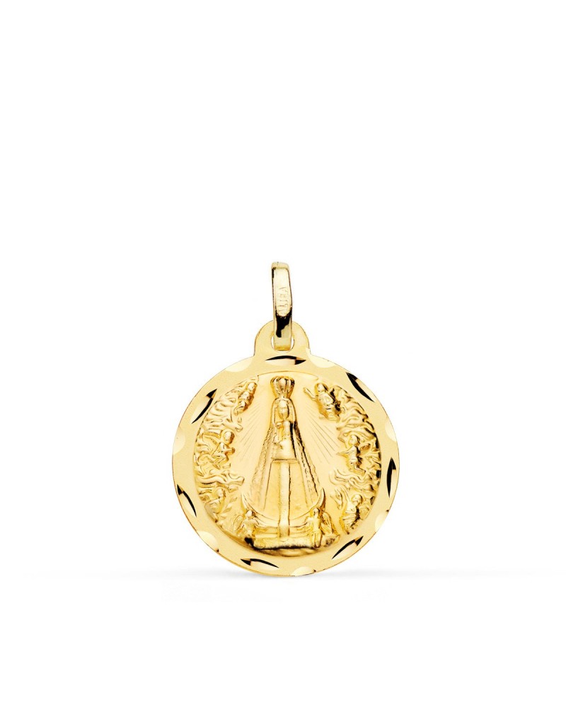 Medalla oro 9k Virgen Nuestra Señora de Begoña tallada 18mm