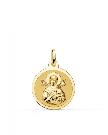 Medalla oro 9k Virgen Perpetuo Socorro 18mm