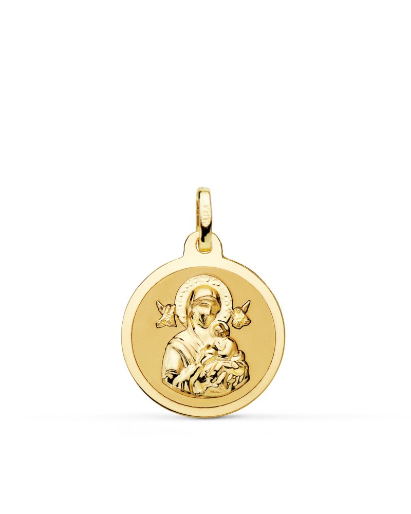 Medalla oro 9k Virgen Perpetuo Socorro 18mm