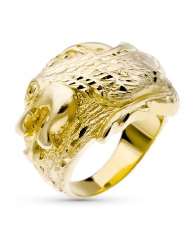 Sello oro 9k amarillo dragón tallado 22mm