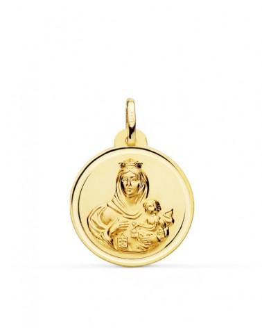 Medalla escapulario oro 9k Virgen del Carmen Corazón Jesús 22mm